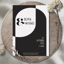 Moderno Art Deco Boda Blanco negro