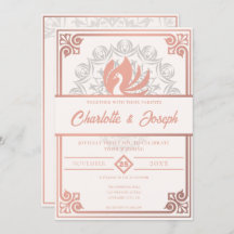 Moderno Art Deco Cisne Rosa Rubor Boda rosa