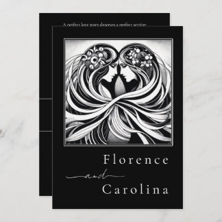 Invitación Moderno Art Deco Clásico Boda Blanco y Negro