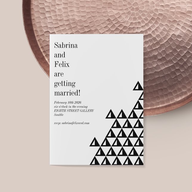 Invitación Moderno arte geométrico mínimo Boda blanco negro (Subido por el creador)