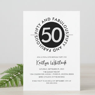 Invitación Moderno Atrevido 50 y Fabuloso Cumpleaños 50