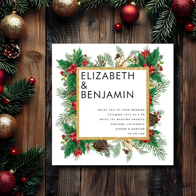 Invitación Moderno Atrevido Bodas De Navidad Con Código Qr De (Subido por el creador)