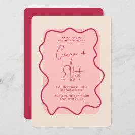 Invitación Moderno audaz marco ondulado Magenta Boda rosa