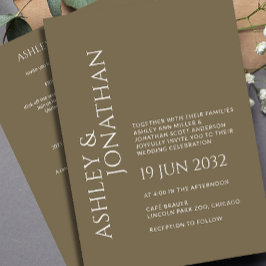 Invitación Moderno, audaz y Minimalista Boda todo en uno