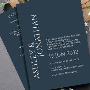 Invitación Moderno, audaz y Minimalista Boda todo en uno