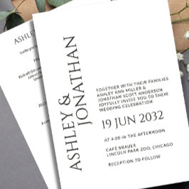 Invitación Moderno, audaz y Minimalista Boda todo en uno