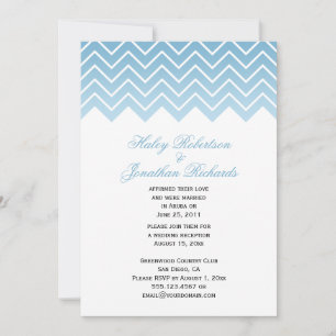 Invitación Moderno Azul Crepuscular con Degradado Chevron Zig