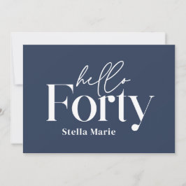 Invitación Moderno azul marino mínimo simple 40 cumpleaños