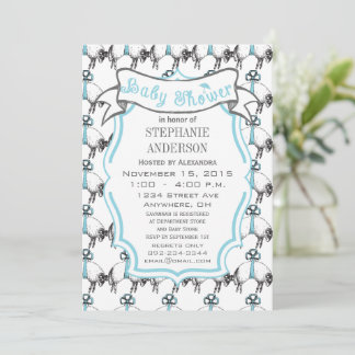 Invitación Moderno Baby Boy Cute Lamb Pattern Ducha