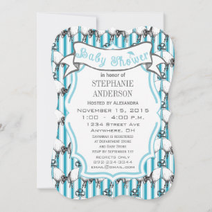 Invitación Moderno Baby Boy Cute Lamb Pattern Ducha