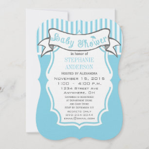 Invitación Moderno Baby Boy Cute Stripe Pattern Shower