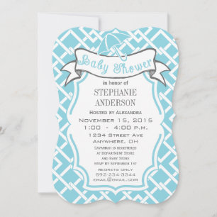 Invitación Moderno Baby Boy Geometric Square Pattern Shower