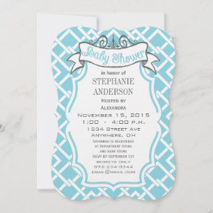 Invitación Moderno Baby Boy Geometric Square Pattern Shower