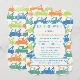 Invitación Moderno Baby Boy Tow Truck Shower
