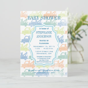 Invitación Moderno Baby Boy Tow Truck Shower