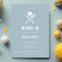 Moderno Baby Shower BBQ simple azul claro