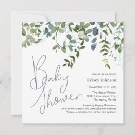 Invitación Moderno Baby Shower de Eucalyptus Greenery