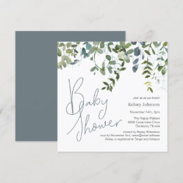 Invitación Moderno Baby Shower de Eucalyptus Greenery