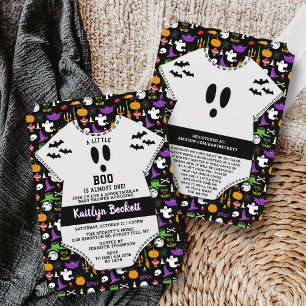 Invitación Moderno Baby Shower de Halloween "Little Boo"