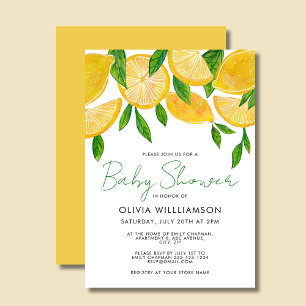 Invitación Moderno Baby Shower de limón mediterráneo