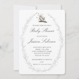 Invitación Moderno Baby Shower Delicate Rabbit Hare Bunny
