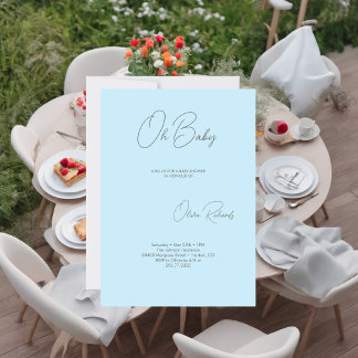 Invitación Moderno Baby Shower Minimalista Oh Baby Blue