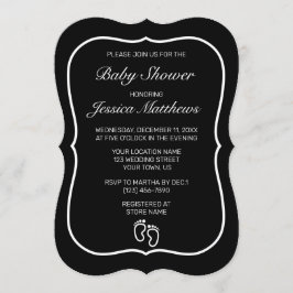 Invitación Moderno Baby Shower negro Minimalista