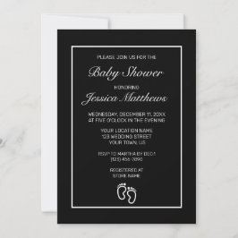 Invitación Moderno Baby Shower negro Minimalista