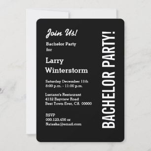Invitación Moderno BACHELOR PARTY Black Template M9