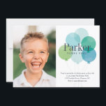 Invitación Moderno Balloon Bunch Kids Fiesta de cumpleaños<br><div class="desc">Esta divertida y moderna invitación para la fiesta de cumpleaños de los niños incluye globos dibujados a mano en una paleta azul y verde y una foto. Permita que esta invitación ayude a establecer el tema para el próximo cumpleaños de su hijo. Parte de la colección Up and away de...</div>
