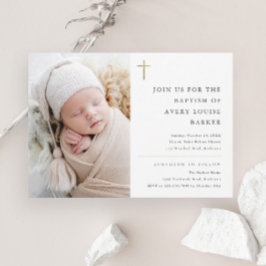 Invitación Moderno Baptismo de la cruz de oro mínimo