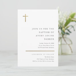 Invitación Moderno Baptismo Mínimo de Oro