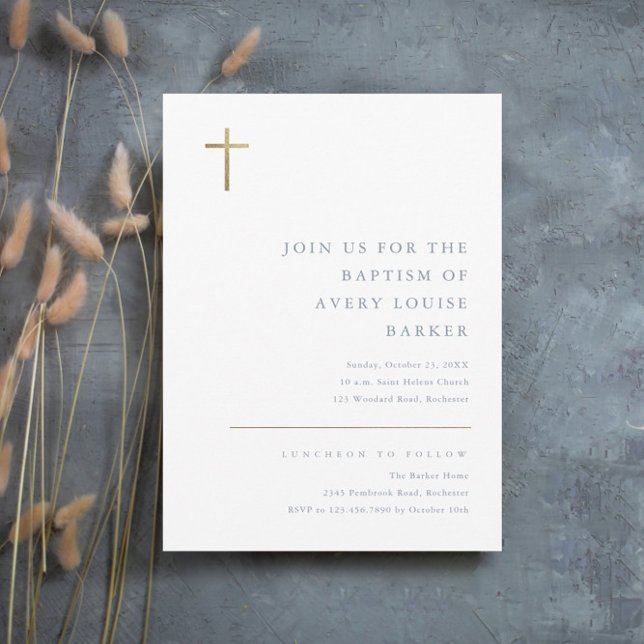 Invitación Moderno Baptismo Mínimo de Oro (Subido por el creador)