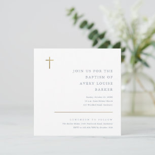 Invitación Moderno Baptismo Mínimo de Oro