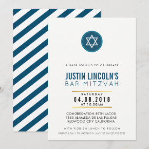Invitación MODERNO BAR MITZVAH fiesta INVITAR azul oscuro fre