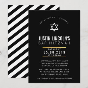 Invitación MODERNO BAR MITZVAH genial elegante negrita mínimo