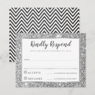 Invitación MODERNO BAR MITZVAH gracias genial purpurina de pl