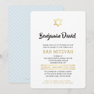 Invitación MODERNO BAR MITZVAH INVITE elegante estrella de or