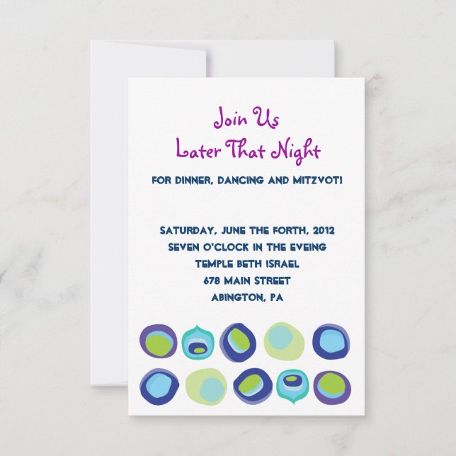 Invitación Moderno Bar Peacock Bat Mitzvah Reply Card (Anverso)