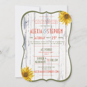 Invitación Moderno bar rústico rural, Boda del girasol Boho