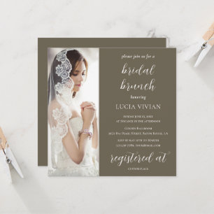 Invitación Moderno Bark Brown Photo Bridal Shower Brunch