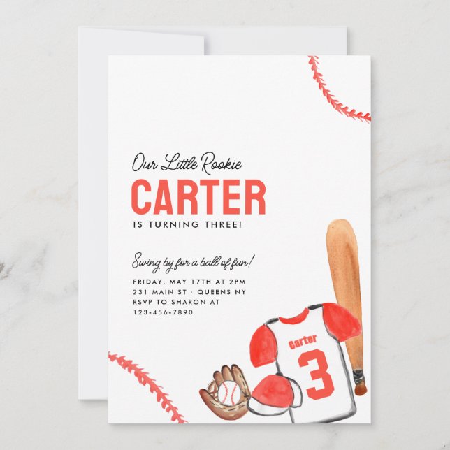 Invitación Moderno Bat Glove Sports Shirt Béisbol Cumpleaños (Anverso)