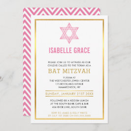 Invitación MODERNO BAT MITZVAH INVITA estrella jewish rosa do