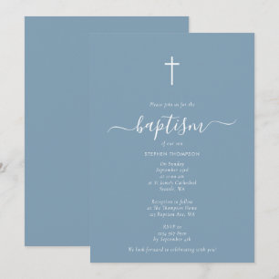 Invitación Moderno bautismo Minimalista de cristianismo azul 