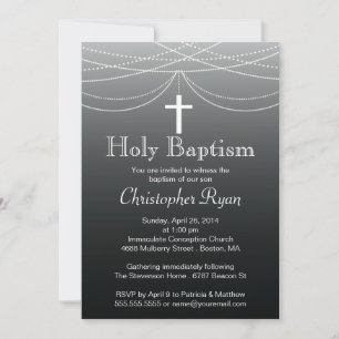 Invitación Moderno Bautismo sagrado de la Cruz de Ombre Negro