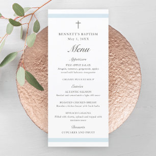Invitación Moderno Bautizo de Niño Elegante Azul