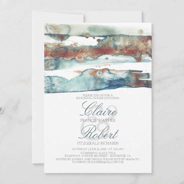Invitación Moderno Beach Watercolor Swash Prueba Cena (Anverso)