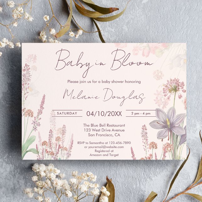 Invitación Moderno bebé de flores silvestres en un Baby Showe (Subido por el creador)