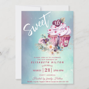 Invitación Moderno bizcocho giratorio acuarela boho floral
