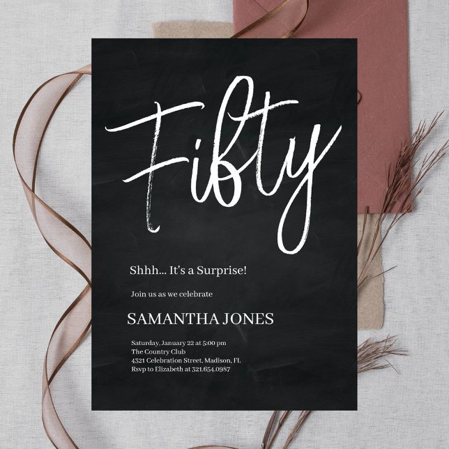 Invitación Moderno Black and White Cincuenta y cincuenta años (Subido por el creador)